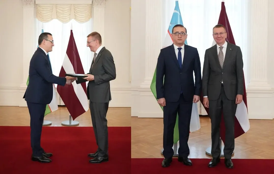 
											
											O‘zbekiston elchisi Latviya prezidentiga ishonch yorliqlarini topshirdi
											
											