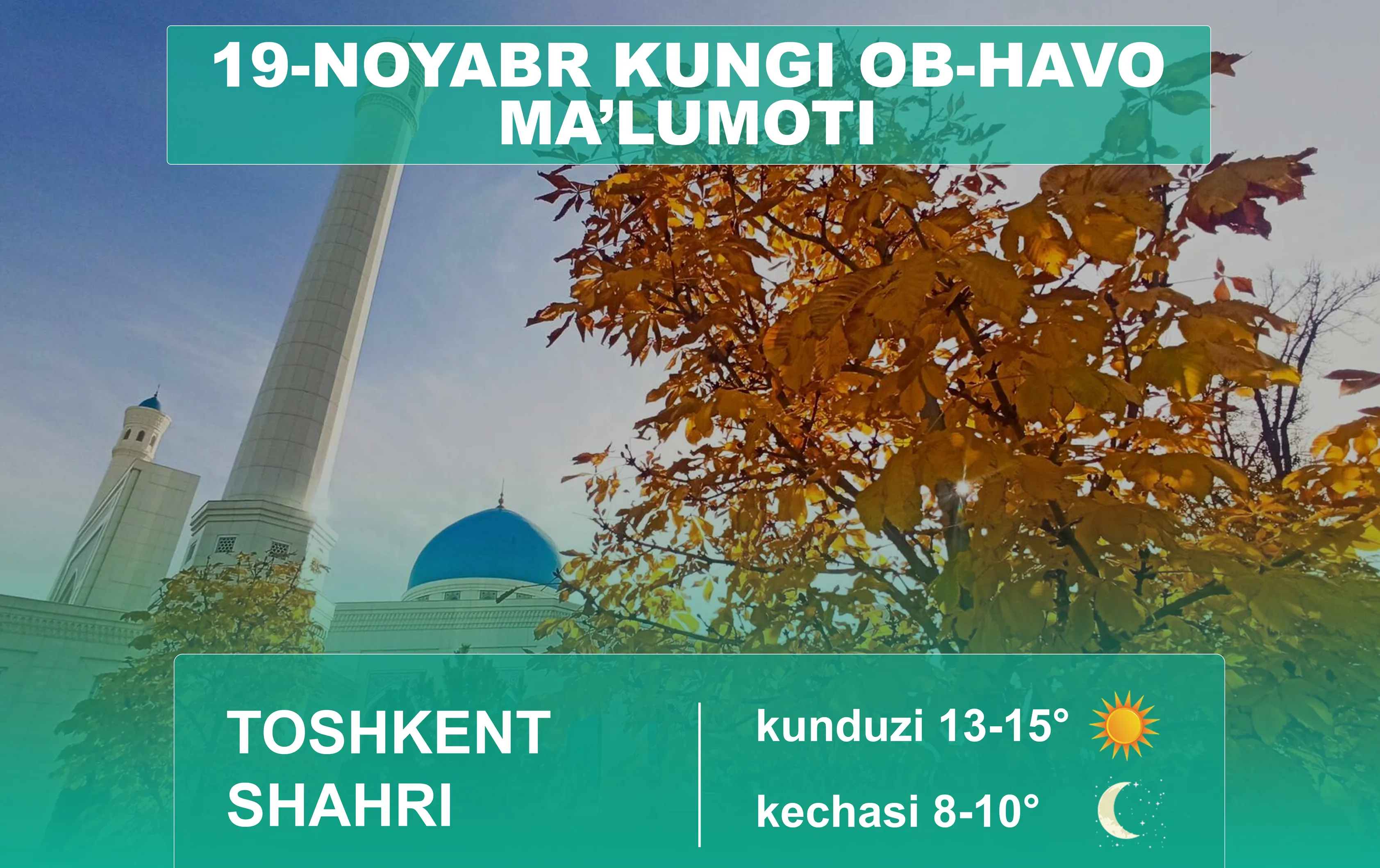 
											
											20-noyabr kuni qanday ob-havo kuzatiladi?
											
											