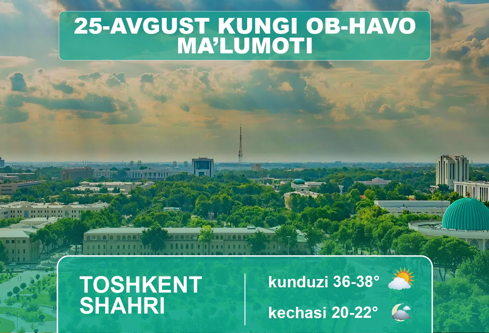 
											
											25-avgust kuni kutilayotgan ob-havo ma’lumoti
											
											