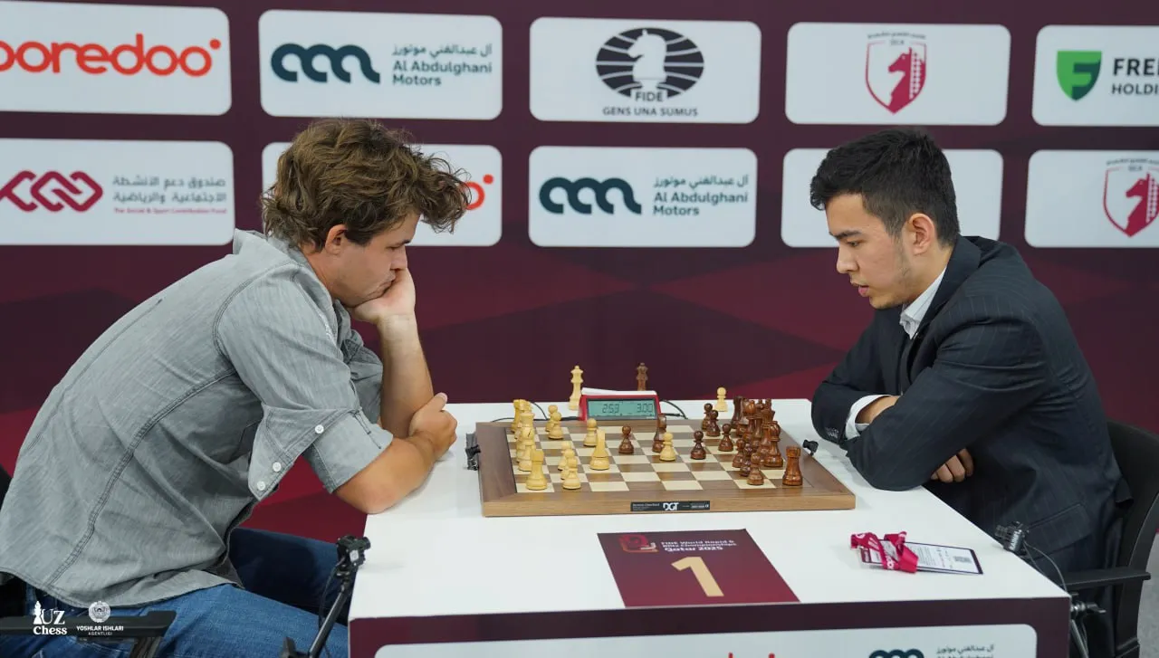 
														
														Shaxmat. Nodirbek Abdusattorov JCh finalida Magnus Karlsenga mag‘lub bo‘ldi
														
														