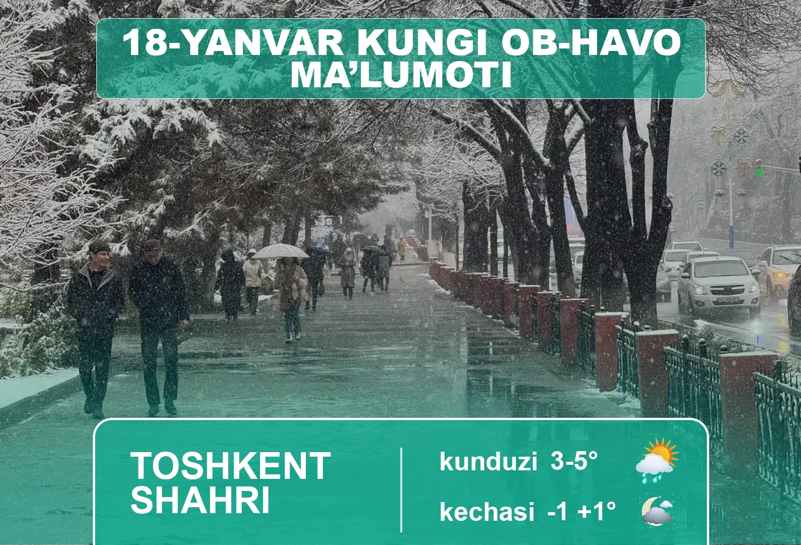 18 январь куни кутилаётган об-ҳаво маълумоти