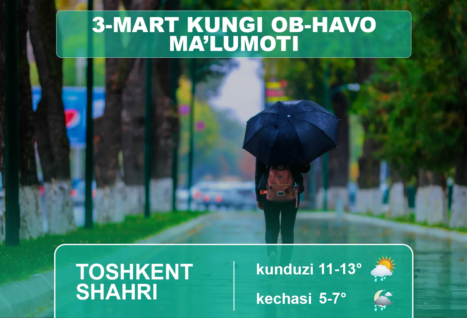 3 март учун об-ҳаво маълумоти