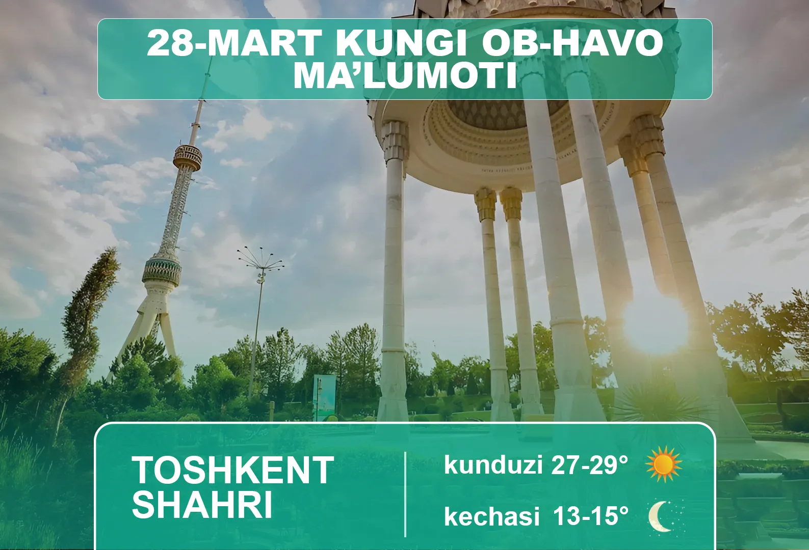 28-mart kungi ob-havo ma’lumoti