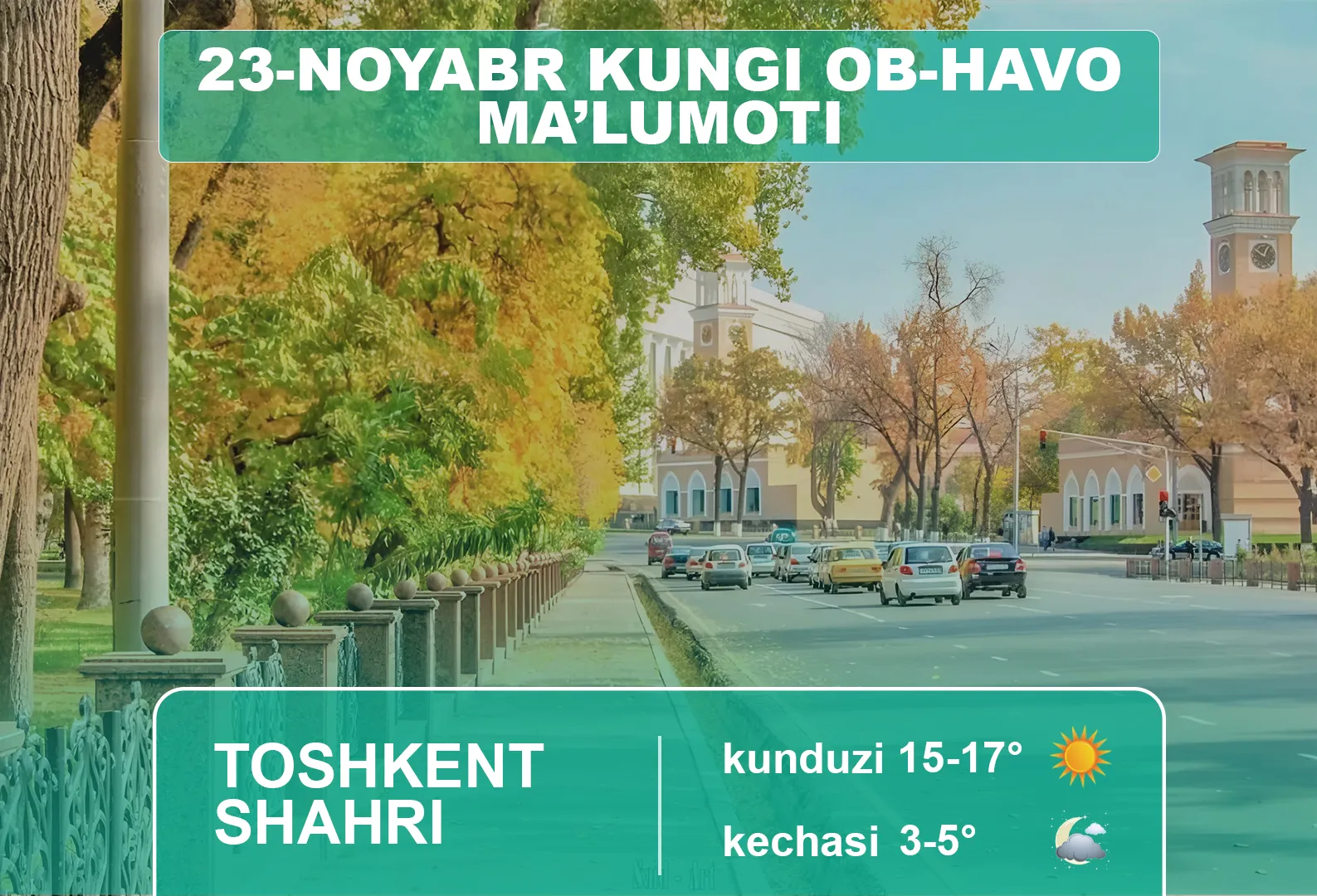 
														
														24-noyabr kuni kutilayotgan ob-havo ma’lumoti
														
														