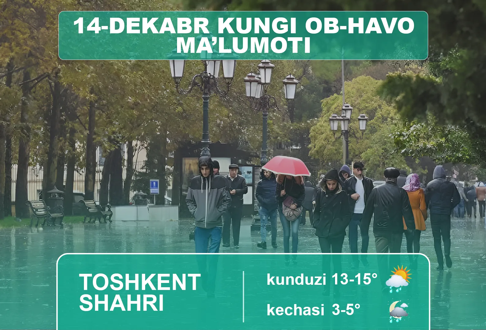 14-dekabr kuni kutilayotgan ob-havo ma’lumoti