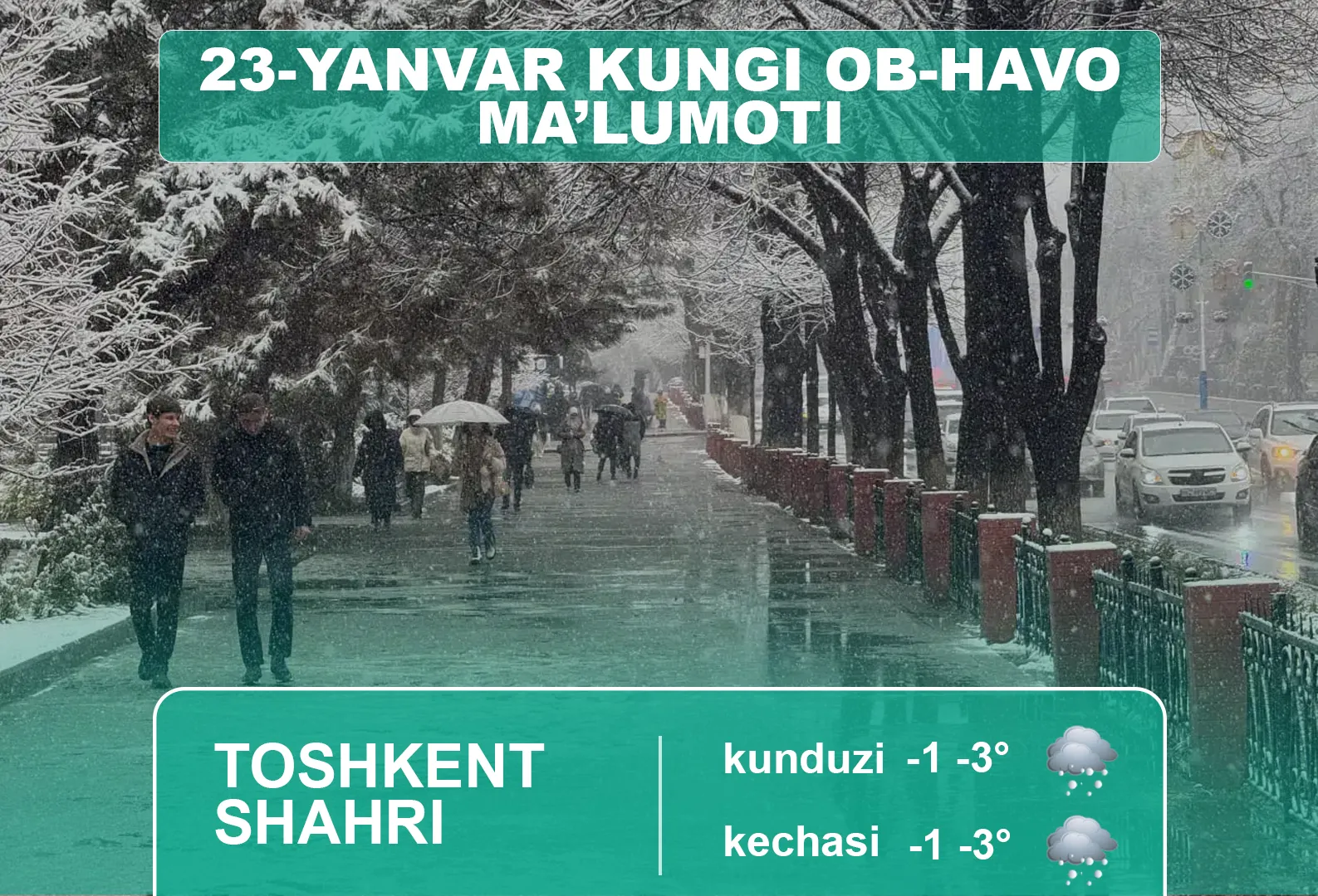 
														
														23 январь куни кутилаётган об-ҳаво маълумоти
														
														